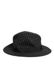 Dolce & Gabbana Black Striped Virgin Wool Men Fedora Capello Hat