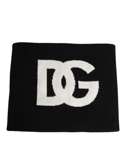 Dolce & Gabbana Black D&G Logo Cashmere Knitted Men One Size Scarf