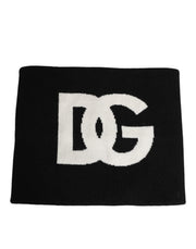 Dolce & Gabbana Black D&G Logo Cashmere Knitted Men One Size Scarf