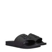 Palm Angels Black Cotton Slippers