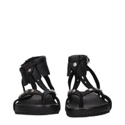 Isabel Marant Black Leather Flat Sandals