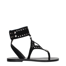 Isabel Marant Black Leather Flip-Flop Sandals