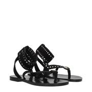 Isabel Marant Black Leather Flip-Flop Sandals