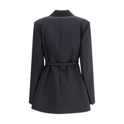 Max Mara Black Fleece Wool Full-Length Jacket