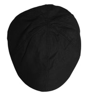 Dolce & Gabbana Black Cotton DG Logo Newsboy Cloth Capello Hat