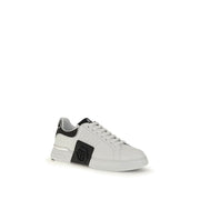 Philipp Plein White Calf Leather Bos Taurus Athletic Sneakers