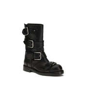 Dolce & Gabbana Black Calf Leather Bos Taurus Lace-Up Boots
