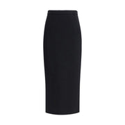Dolce & Gabbana Black Fleece Wool Long Skirt