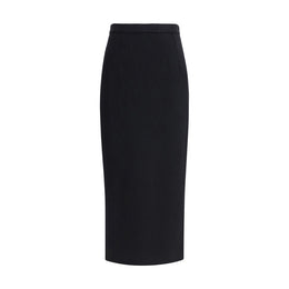 Dolce & Gabbana Black Fleece Wool Long Skirt