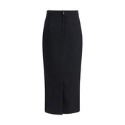 Dolce & Gabbana Black Fleece Wool Long Skirt