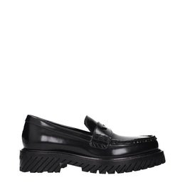 Off-White Black Leather Slip-On Loafers