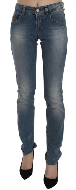 John Galliano Blue Washed Mid Waist Skinny Casual Denim Pants
