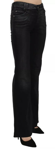 John Galliano Black Washed High Waist Flared Denim Casual Pants Jeans