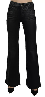 John Galliano Black Washed High Waist Flared Denim Casual Pants Jeans