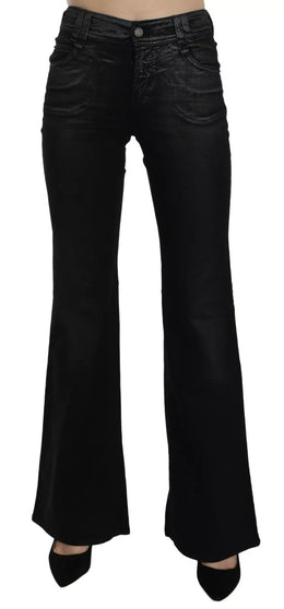 John Galliano Black Washed High Waist Flared Denim Casual Pants Jeans