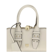 PINKO White Calf Leather Bos Taurus Handbag