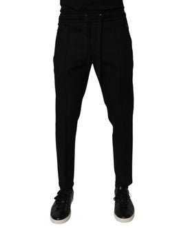 Dolce & Gabbana Black Wool Skinny Jogger Men Trouser Pants