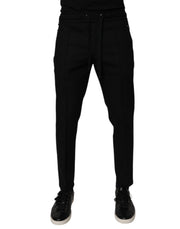 Dolce & Gabbana Black Wool Skinny Jogger Men Trouser Pants