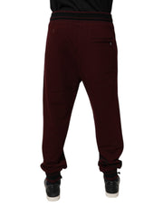 Dolce & Gabbana Maroon Cotton Men Jogger Sweatpants Pants