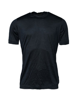 Dolce & Gabbana Blue Silk Crew Neck Short Sleeves Men T-Shirt