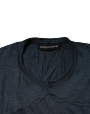 Dolce & Gabbana Blue Silk Crew Neck Short Sleeves Men T-Shirt