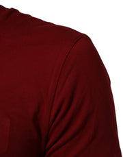 Dolce & Gabbana Maroon Cotton Crew Neck Short Sleeves T-Shirt