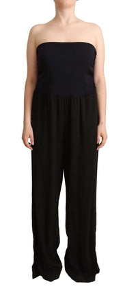 GF Ferre Black Lyocell Strapless Straight Trouser Jumpsuit