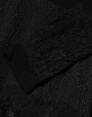 Dolce & Gabbana Black Floral Lace Trim Sheath A-line Dress