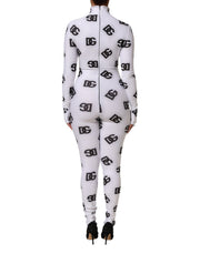 Dolce & Gabbana Black White Logo Monogram Long Sleeves Jumpsuit Dress