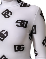Dolce & Gabbana Black White Logo Monogram Long Sleeves Jumpsuit Dress