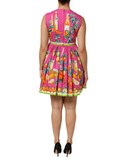 Dolce & Gabbana Pink Fruit Print A-line Mini Sleeveless Dress