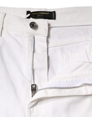 Dolce & Gabbana White AUDREY Cotton Logo Skinny Denim Jeans