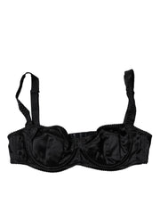 Dolce & Gabbana Black Silk Semi-Pad Balconette Bra Underwear