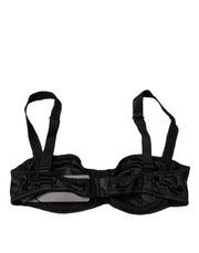 Dolce & Gabbana Black Silk Semi-Pad Balconette Bra Underwear