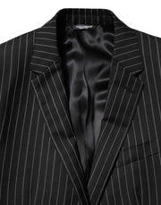 Dolce & Gabbana Black Stripes MARTINI 1 Button Suit Blazer