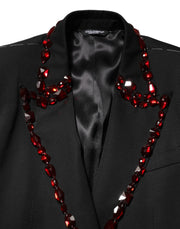 Dolce & Gabbana Black SICILIA Crystal Embellished Men Blazer