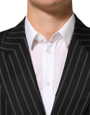 Dolce & Gabbana Black Stripes SICILIA 1 Button Suit Blazer