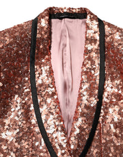 Dolce & Gabbana Pink Sequin SICILIA 1 Button Men Suit Blazer