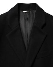 Dolce & Gabbana Black Wool Buttoned Men Trench Coat Jacket