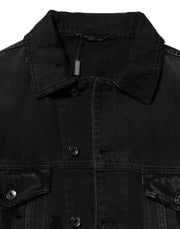 Dolce & Gabbana Black Cotton Stretch Denim Blouson Jacket