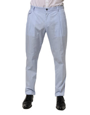Dolce & Gabbana Light Blue Cotton Stretch Tapered Men Trouser Pants