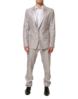 Dolce & Gabbana Light Gray Wool 2 Piece MARTINI Formal Suit