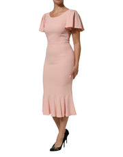 Dolce & Gabbana Pink Viscose Fit Flared Sheath Midi Dress