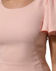 Dolce & Gabbana Pink Viscose Short Sleeves Sheath Midi Dress