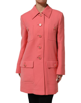Dolce & Gabbana Pink Buttoned Down Trench Coat Jacket
