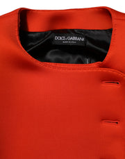 Dolce & Gabbana Red Buttoned Down Women Trench Coat Jacket