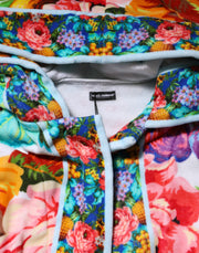 Dolce & Gabbana Multicolor Floral Print Belted Bathrobe Coat Jacket