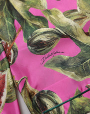 Dolce & Gabbana Hot Pink Fig Printed Silk Shirt Blouse Top