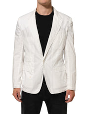 Dolce & Gabbana White Cotton 1 Button Men Suit Blazer