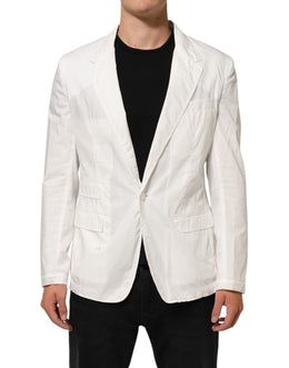 Dolce & Gabbana White Cotton 1 Button Men Suit Blazer